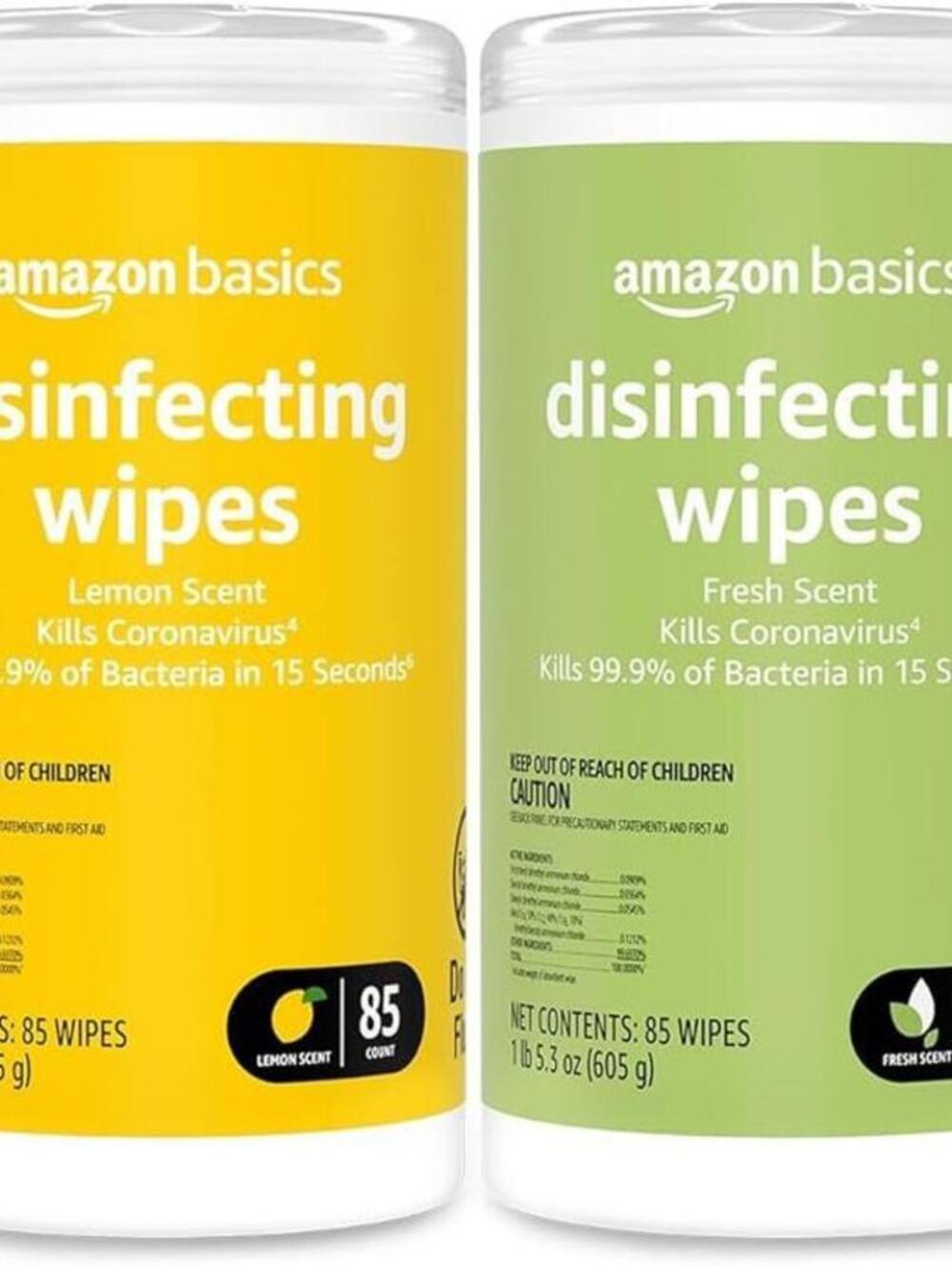 Amazon Basics Wipes, Lemon & Fresh Scent, 4 Packs of 85 Sheets
